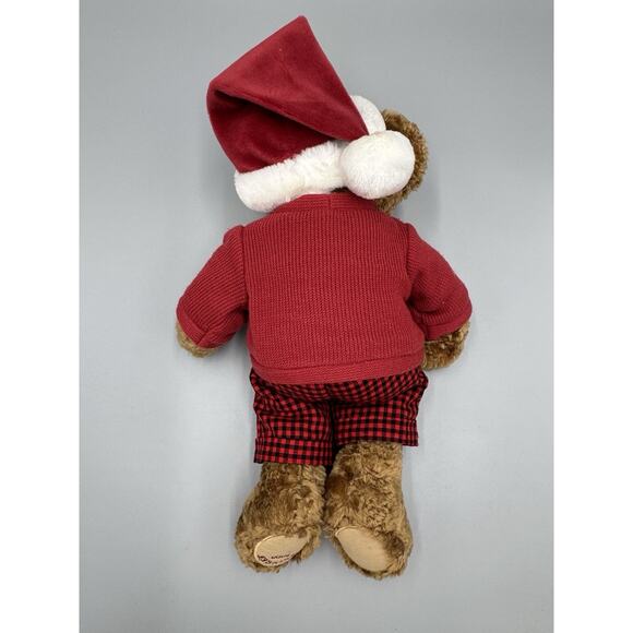 Vintage KenTex Christmas Teddy Bear SPRINGER 2000 In Shirt W/ Hat Attached 15” - Picture 7 of 10